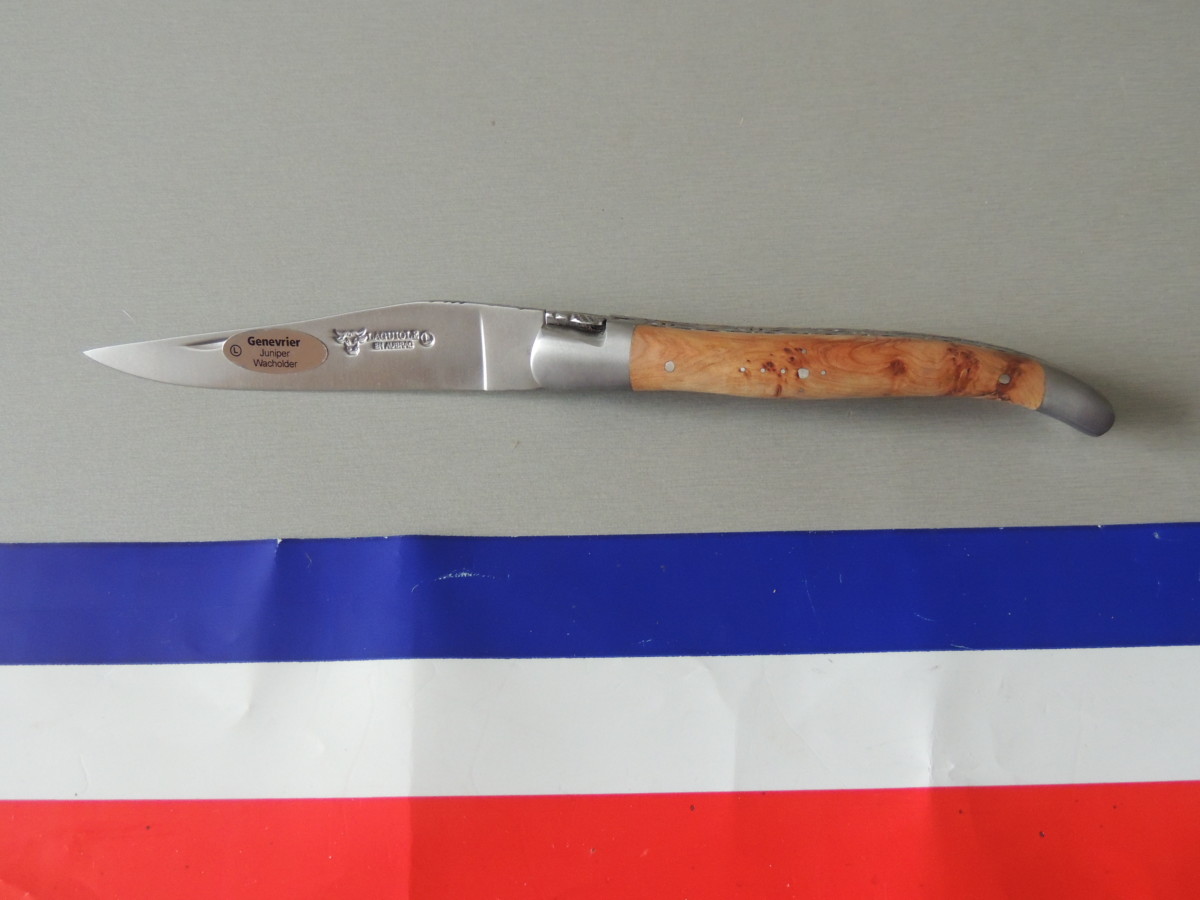 couteau laguiole 12 cm 2 mitres en genévrier - couteau pliant 1 pièce